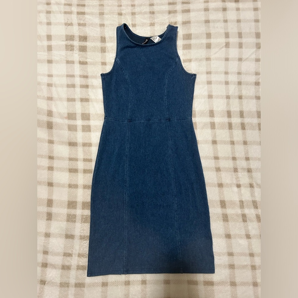faux denim mini dress